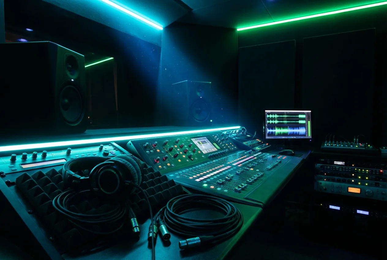 Music campaign team working in studio