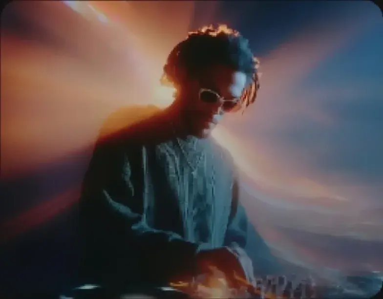 Lyric moments — artist performing with light streaks